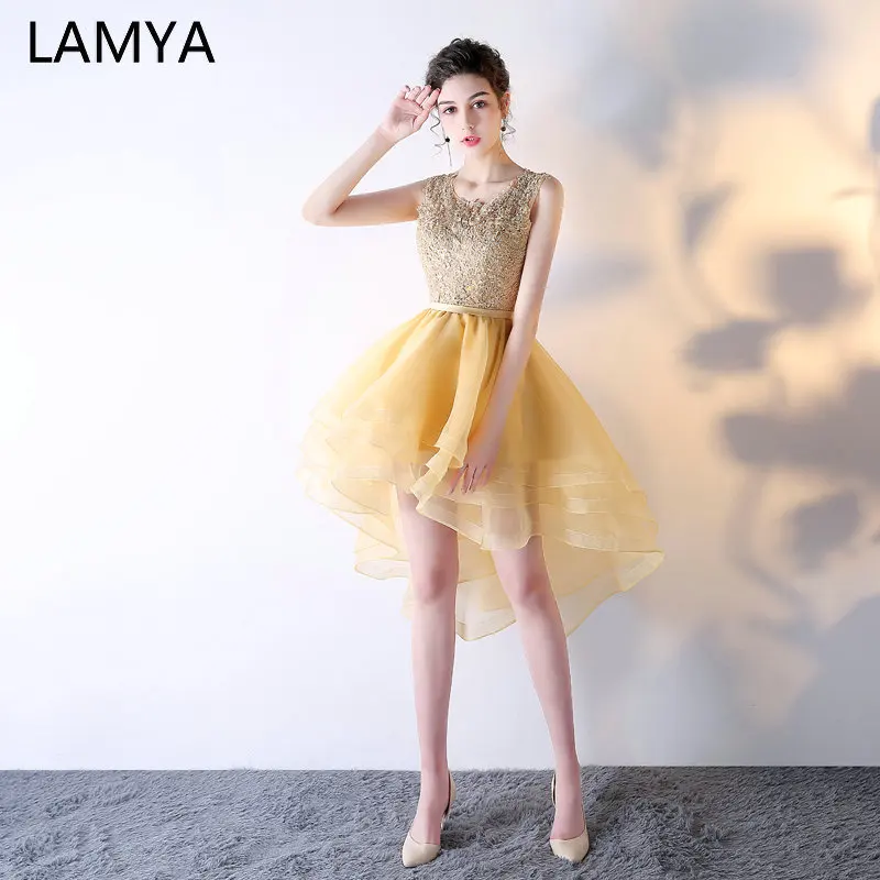 LAMYA Elegant Gold High Low Cocktail Dresses Customized Evening Party Dress Short Front Long Back Gown 2019 vestidos de festa
LAMYA Elegant Gold High Low Cocktail Dresses Customized Evening Party Dress Short Front Long Back Gown 2019 vestidos de festa