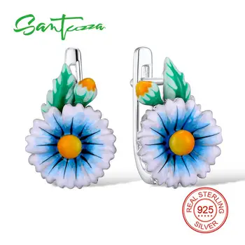 SANTUZZA Silver Earrings For Women 925 Sterling Silver Delicate Blue Flower Cubic Zirconia brincos Fine Jewelry Handmade Enamel
SANTUZZA Silver Earrings For Women 925 Sterling Silver Delicate Blue Flower Cubic Zirconia brincos Fine Jewelry Handmade Enamel