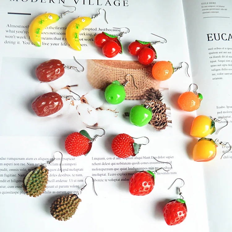 New Fun Simulation Fruit Series Cherry Strawberry Peach Arbutus Summer Fruit Earrings Fit for Women Glamour Jewelry Wholesale 
New Fun Simulation Fruit Series Cherry Strawberry Peach Arbutus Summer Fruit Earrings Fit for Women Glamour Jewelry Wholesale