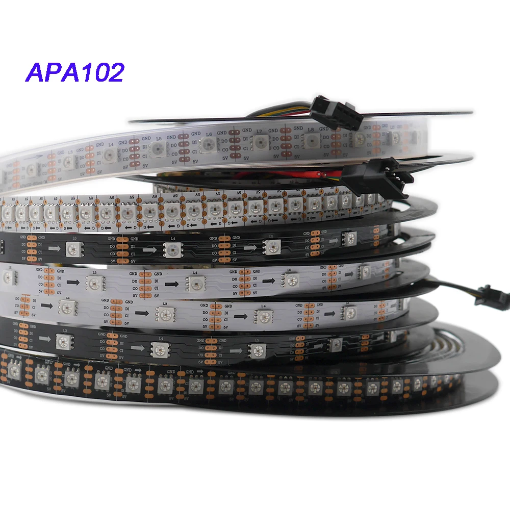 DC5V,APA102 strip,1m/3m/5m 30/60/72/96/144 leds/pixels/m APA102 Smart led pixel strip ,DATA and CLOCK seperately IP30/IP65/IP67
DC5V,APA102 strip,1m/3m/5m 30/60/72/96/144 leds/pixels/m APA102 Smart led pixel strip ,DATA and CLOCK seperately IP30/IP65/IP67