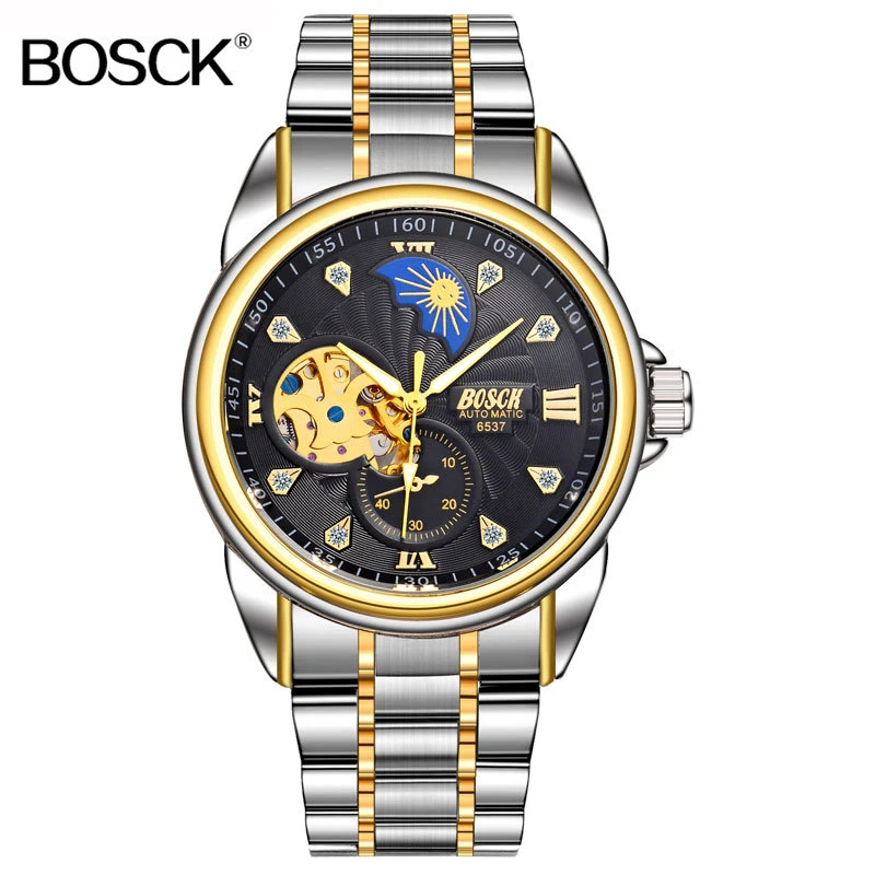 BOSCK Top Brand Luxury Men Watch Automatic Self Wind Business Watch Gold Mechanical Wristwatch Skeleton Male Clock Waterproof
BOSCK Top Brand Luxury Men Watch Automatic Self Wind Business Watch Gold Mechanical Wristwatch Skeleton Male Clock Waterproof