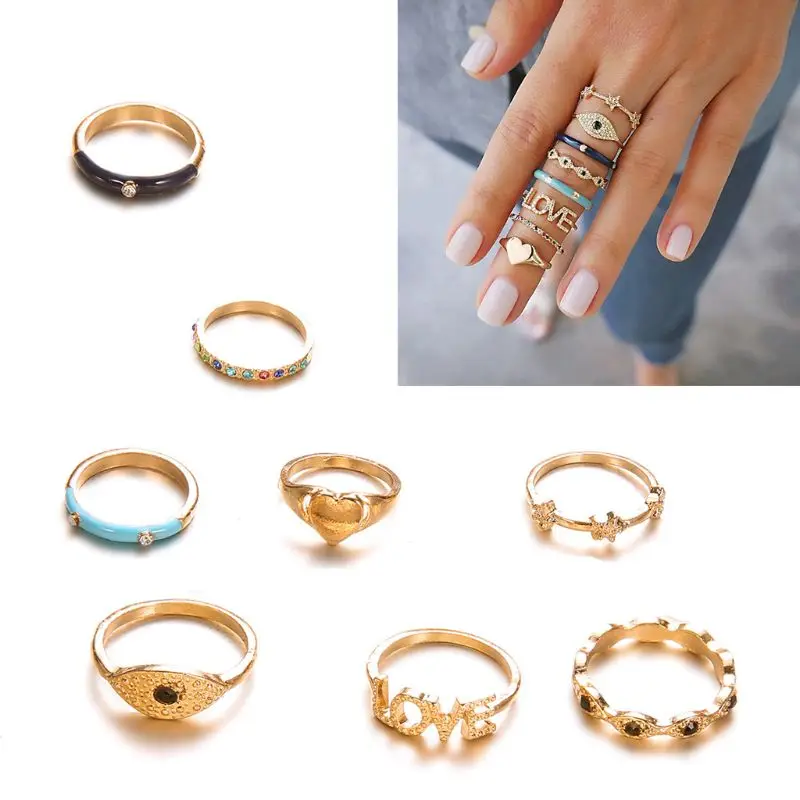 8Pcs Boho Vintage Evil Eye Love Heart Star Crystal Midi Finger Rings Set Fashion Jewelry Economical Affordable
8Pcs Boho Vintage Evil Eye Love Heart Star Crystal Midi Finger Rings Set Fashion Jewelry Economical Affordable