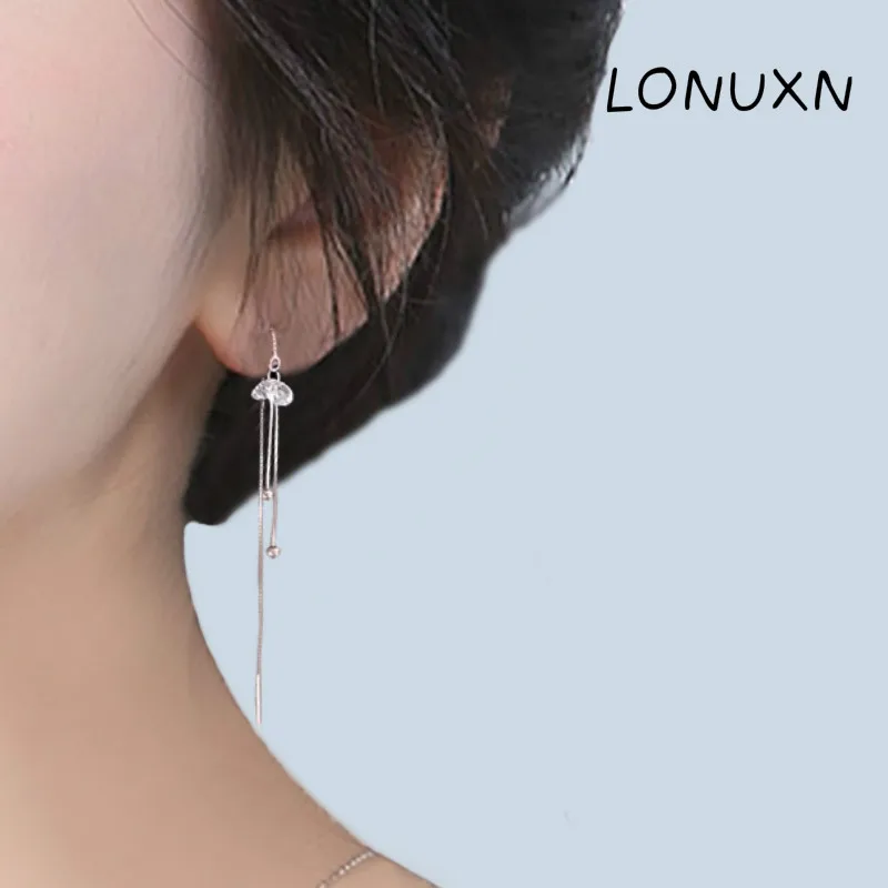 New Simple Fashion 925 Sterling Silver Water Drop Long Tassel Earrings ear Line Full Zircon Crystal Tassel Drop Earrings gift
New Simple Fashion 925 Sterling Silver Water Drop Long Tassel Earrings ear Line Full Zircon Crystal Tassel Drop Earrings gift