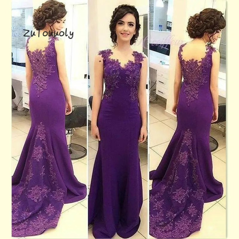 Muslim Purple Prom Dresses Mermaid Dubai Evening Gowns With Appliques Lace Sleeveless Sweep Train Turkey Formal Party Dresses
Muslim Purple Prom Dresses Mermaid Dubai Evening Gowns With Appliques Lace Sleeveless Sweep Train Turkey Formal Party Dresses