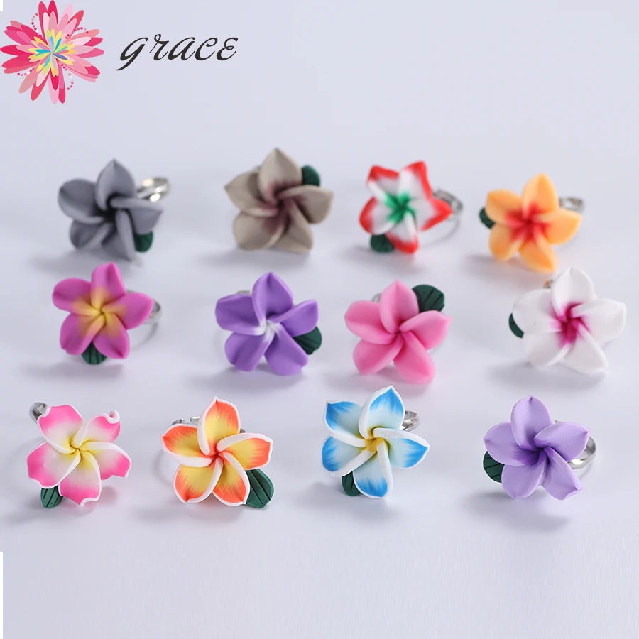 20pcs/lots Handmade Beauty Polymer Clay Hawaii Plumeria Flower Summer Style Adjustable Finger Rings For Women Wedding Party Gift
20pcs/lots Handmade Beauty Polymer Clay Hawaii Plumeria Flower Summer Style Adjustable Finger Rings For Women Wedding Party Gift