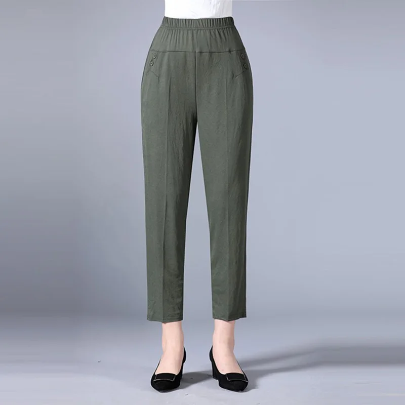 Middle-aged Women's Mother Pants Spring and Summer Elastic High waist Casual Pants Fashion Elastic Loose Big size Straight Pants
Middle-aged Women's Mother Pants Spring and Summer Elastic High waist Casual Pants Fashion Elastic Loose Big size Straight Pants