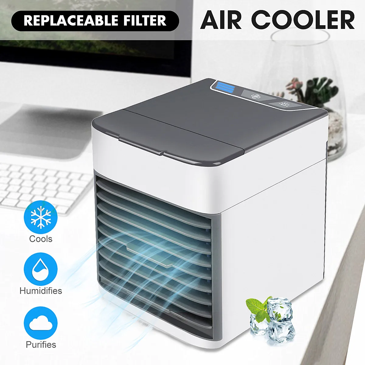 Mini 3-Speed Air Cooling Cooler Fan 7 Colors USB LED Night Light Air Humidifier Purifier Desktops Portable Air Conditioner Fan
Mini 3-Speed Air Cooling Cooler Fan 7 Colors USB LED Night Light Air Humidifier Purifier Desktops Portable Air Conditioner Fan