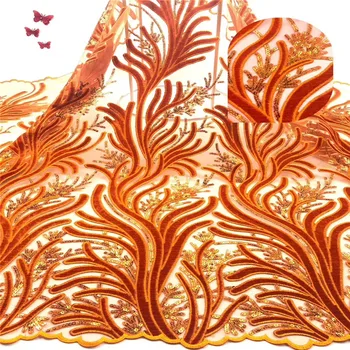 (5yards/pc) High quality handcut African lace fabric soft orange velvet lace fabric with sequins for party dress 622
(5yards/pc) High quality handcut African lace fabric soft orange velvet lace fabric with sequins for party dress 622