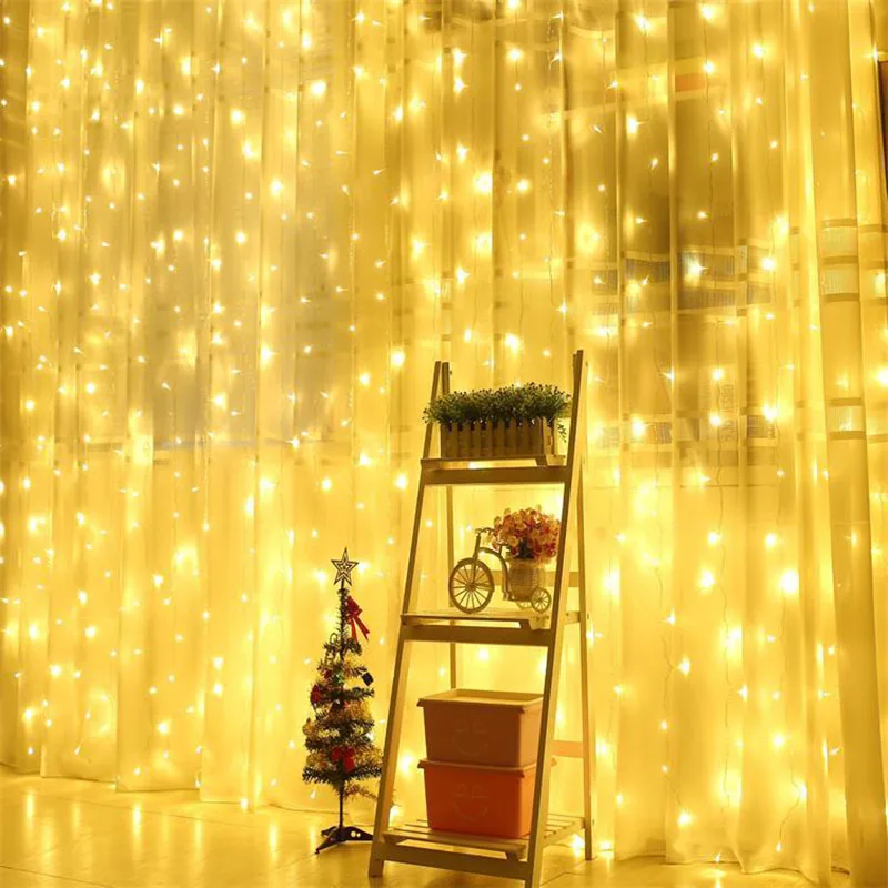 3X3m 300 LED Lamp Ornaments Curtain New Year Lights Christmas Decorations For Home Party Wedding Home Decor Enfeites De Natal 17