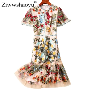 Ziwwshaoyu Elegant Embroidery dresses O-Neck Flare Sleeve temperament Mesh dress Summer new women's
Ziwwshaoyu Elegant Embroidery dresses O-Neck Flare Sleeve temperament Mesh dress Summer new women's