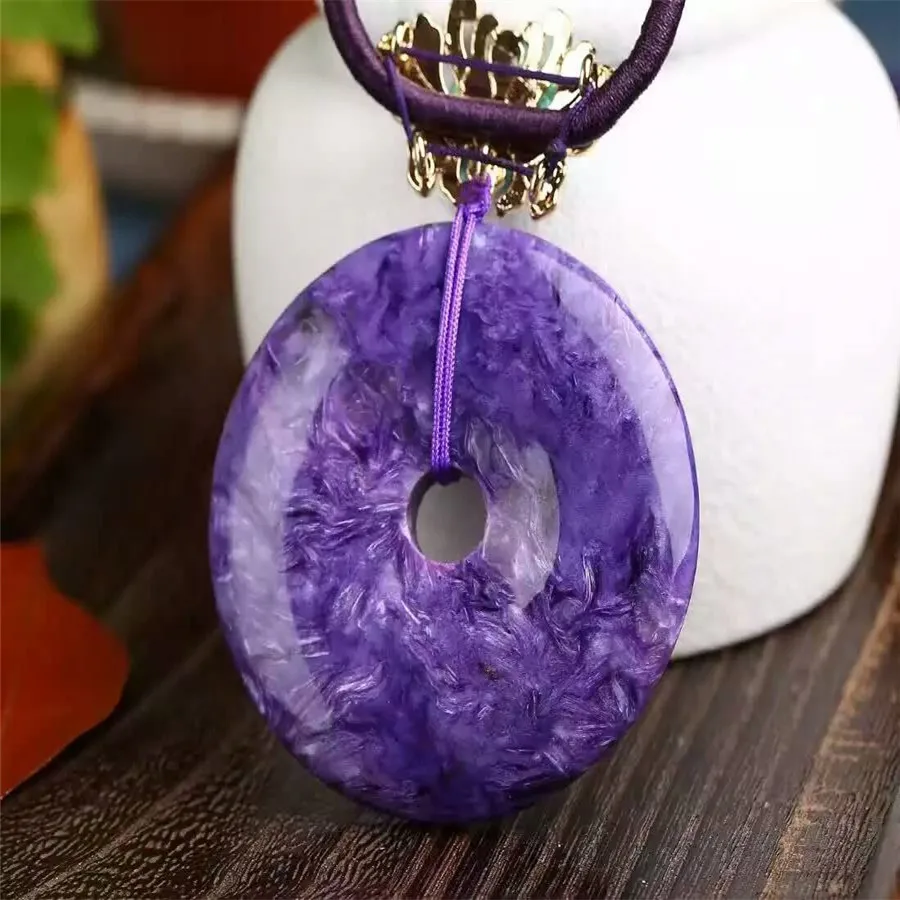 Подлинная натуральная фиолетовая Charoite Кристальные бусинки круглой формы Bless