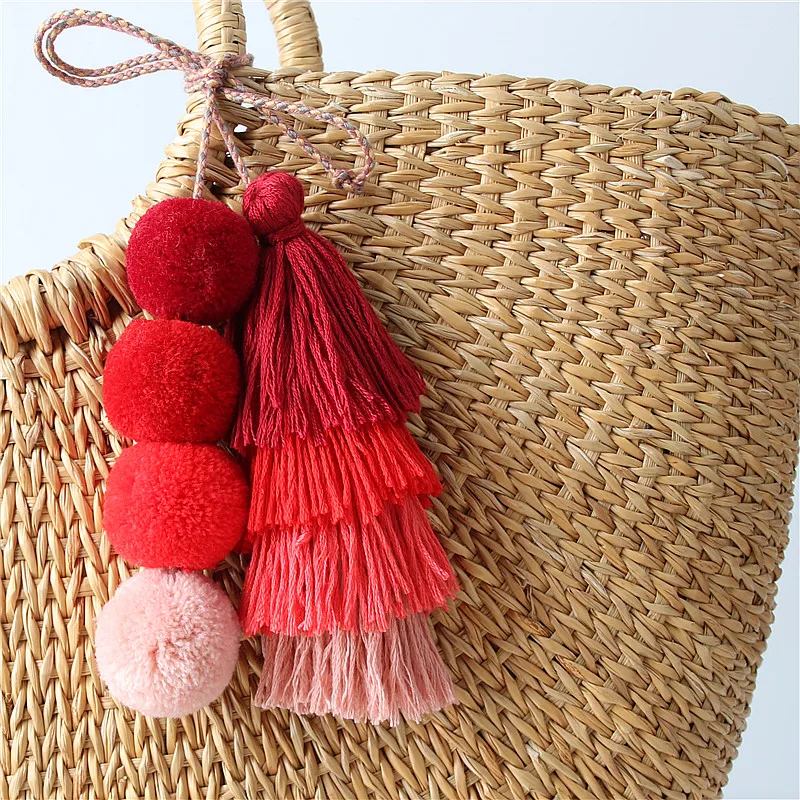 1pc Handmade Pom Pom Tassel Keychain Bag Hanging Gradient Colors Key Chain Key Holder Boho Jewelry Gift For Women
1pc Handmade Pom Pom Tassel Keychain Bag Hanging Gradient Colors Key Chain Key Holder Boho Jewelry Gift For Women