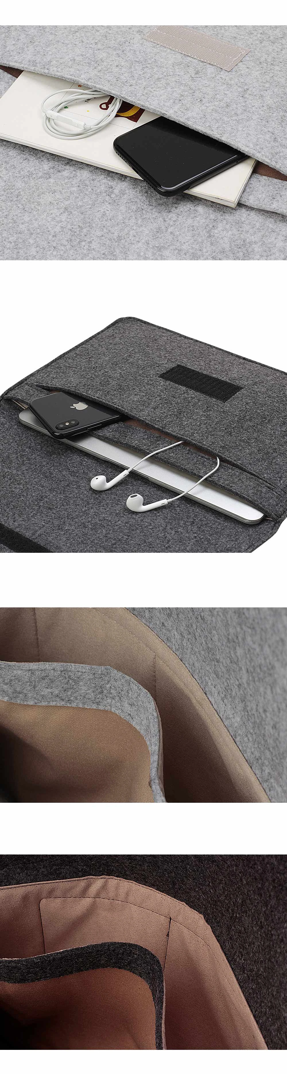 Soft for Macbook Air 13 Pro 13 2018 Laptop Sleeve Case Wool Felt for Macbook 11 12 13 15 A1707 A1989 A1990 USB Charge Mouse Bag (2)