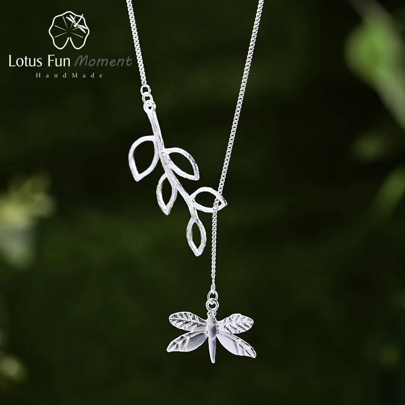

Lotus Fun Moment реального 925 пробы серебро дизайнер Модные украшения милые Стрекоза листья Цепочки и ожерелья с подвеской для Для женщин колье