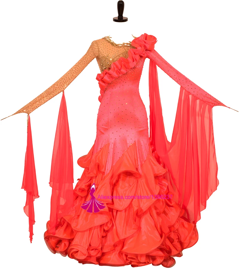 Competition Ballroom Dancing Dress 2020 New High Quality Red Modern Tango Flamenco Waltz Dance Costume Smooth Dresses | Тематическая