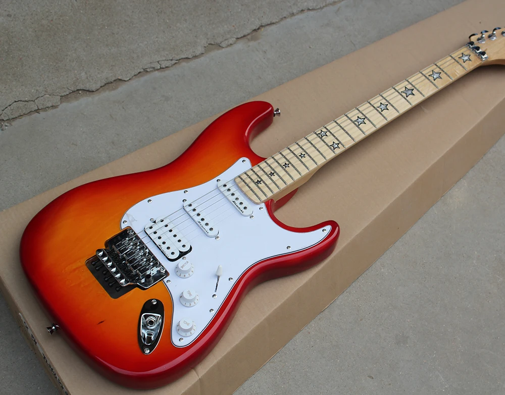 Factory Custom Sunburst Body Double Rock Electric Guitar with Star Fretboard Inlay,SSH Pickups,Double Rock,Offer Customized
Factory Custom Sunburst Body Double Rock Electric Guitar with Star Fretboard Inlay,SSH Pickups,Double Rock,Offer Customized