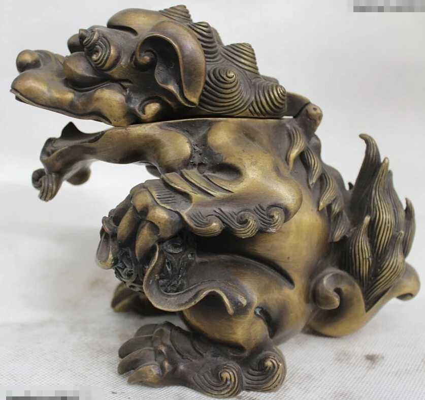 8"Chinese Bronze Palace Foo Fu Dog Beast Lion Kylin Statue Incense Burner Censer
8"Chinese Bronze Palace Foo Fu Dog Beast Lion Kylin Statue Incense Burner Censer