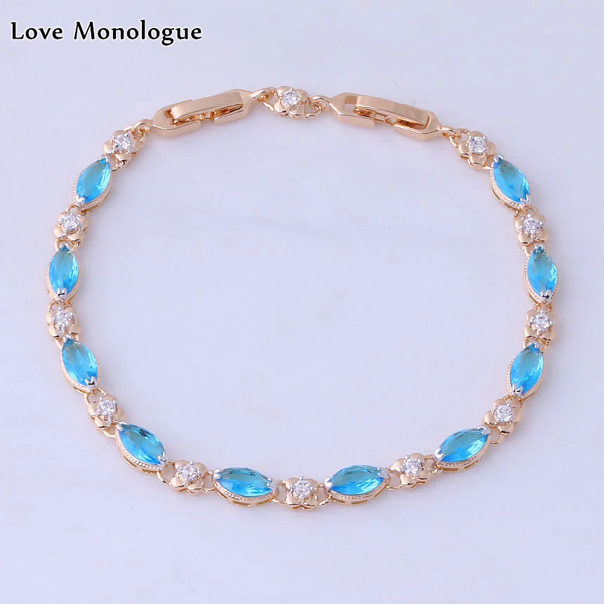 Love Monologue Excellent Blue Sky & White Crystal Bracelets Length 20.5CM Yellow Gold Color Jewelry for Women X0178
Love Monologue Excellent Blue Sky & White Crystal Bracelets Length 20.5CM Yellow Gold Color Jewelry for Women X0178