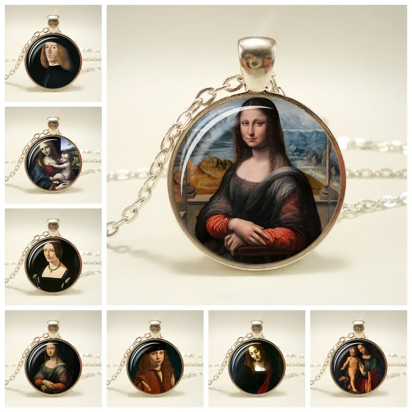 Mona Lisa's Smile Art Painting Da Vinci Pendant Necklace Silver Chain Necklace Art Picture Necklaces Jewelry for Women
Mona Lisa's Smile Art Painting Da Vinci Pendant Necklace Silver Chain Necklace Art Picture Necklaces Jewelry for Women