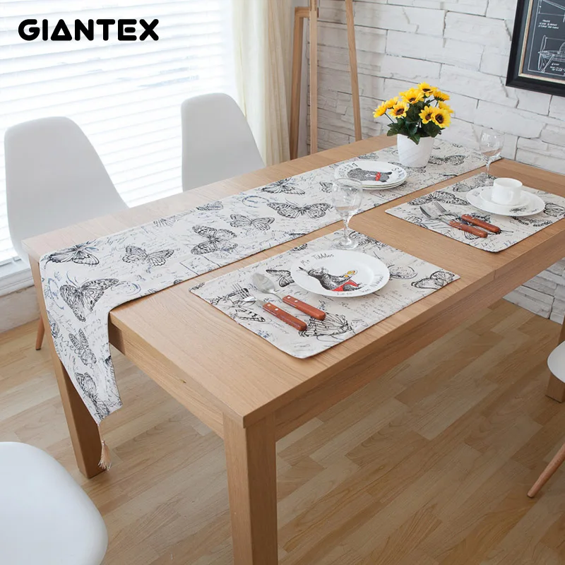 

GIANTEX Table Runner Linen Modern Table Runners Decoration Track on the table setting chemin de table camino de mesa tafelloper