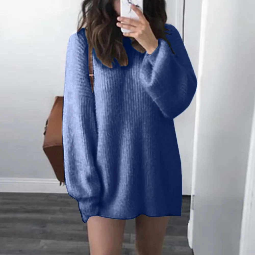 Fashion Women Sweater Solid O-Neck Loose Knitted Warm Long Latern Sleeve Sweater Femme Tunic Jumper Sweater Girl Knit Tops
Fashion Women Sweater Solid O-Neck Loose Knitted Warm Long Latern Sleeve Sweater Femme Tunic Jumper Sweater Girl Knit Tops