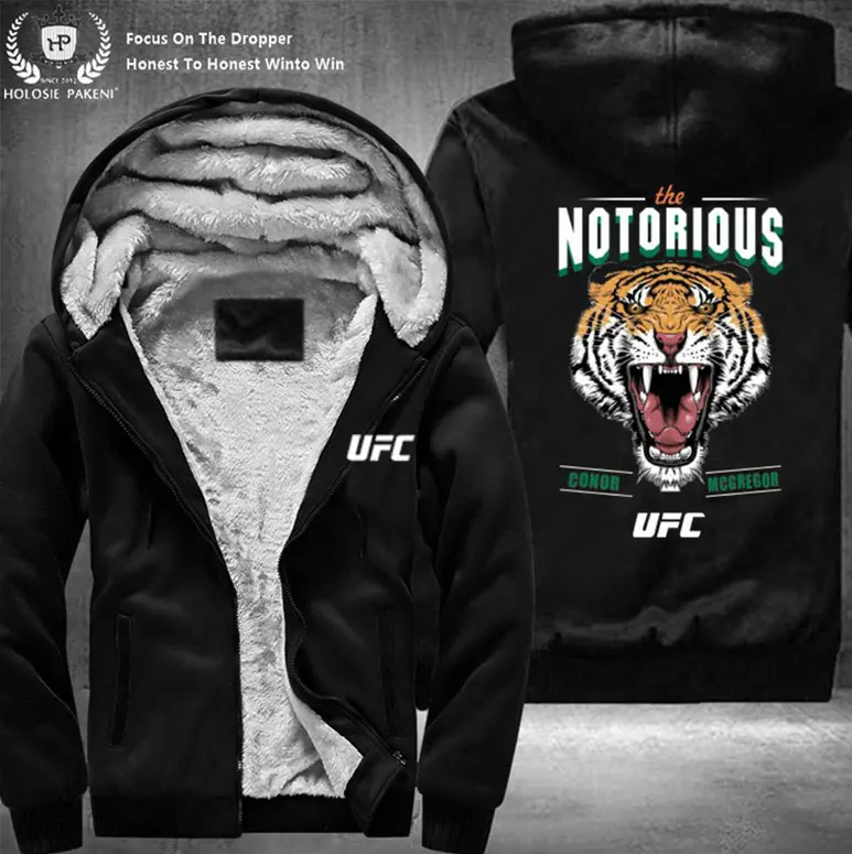 Dropshipping USA Size Men Conor McGregor MMA Notorious Jacket UFC Mouth Cannon Zipper Sweatshirt Jacket Fleece Hoodies Tiger
Dropshipping USA Size Men Conor McGregor MMA Notorious Jacket UFC Mouth Cannon Zipper Sweatshirt Jacket Fleece Hoodies Tiger