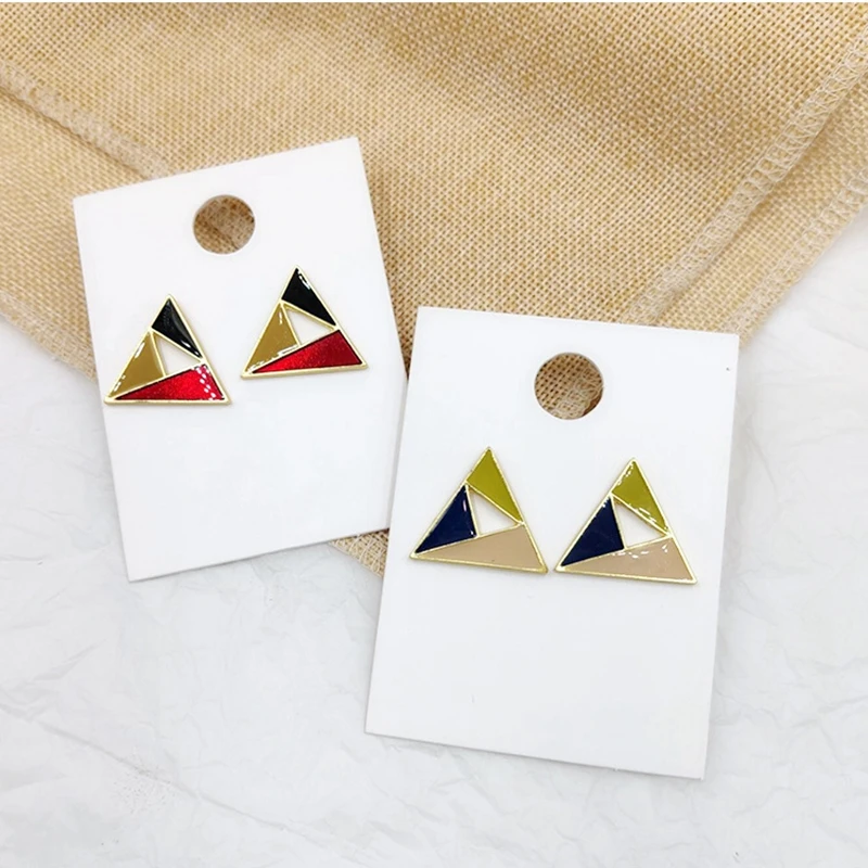Simple Enamel Alloy Mixed Color Stud Earrings For Women Geometric Hollow Triangle Pendientes Female Japan Korean Earrings 2019
Simple Enamel Alloy Mixed Color Stud Earrings For Women Geometric Hollow Triangle Pendientes Female Japan Korean Earrings 2019