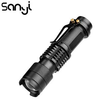 

3-Modes Q5 LED Flashlight Zoomable Tactical Torch Penlight Pocket Clip Camping Lanterna AA/14500 Battery For Bicycle Fishing