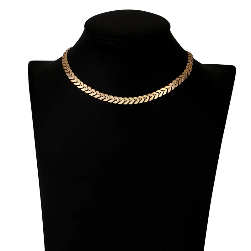Crazy Feng Hot Jewelry Gold-Color Chain V Pattern Hand Linked Fish Bone Plain Metal Unique Chokers Necklaces For Women
Crazy Feng Hot Jewelry Gold-Color Chain V Pattern Hand Linked Fish Bone Plain Metal Unique Chokers Necklaces For Women