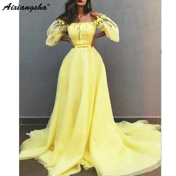 Sexy Evening Dresses With Puffy Full Sleeves Fashion A-line Evening Gows Slash Neck Off Shoulder vestidos de fiesta de noch
Sexy Evening Dresses With Puffy Full Sleeves Fashion A-line Evening Gows Slash Neck Off Shoulder vestidos de fiesta de noch