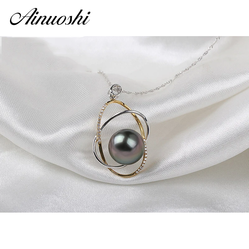 AINUOSHI Fashion 925 Sterling Silver Yellow Gold Color Engagement Necklace Pendants Tahiti Black Pearl 11mm Round Pearl Pendants
AINUOSHI Fashion 925 Sterling Silver Yellow Gold Color Engagement Necklace Pendants Tahiti Black Pearl 11mm Round Pearl Pendants
