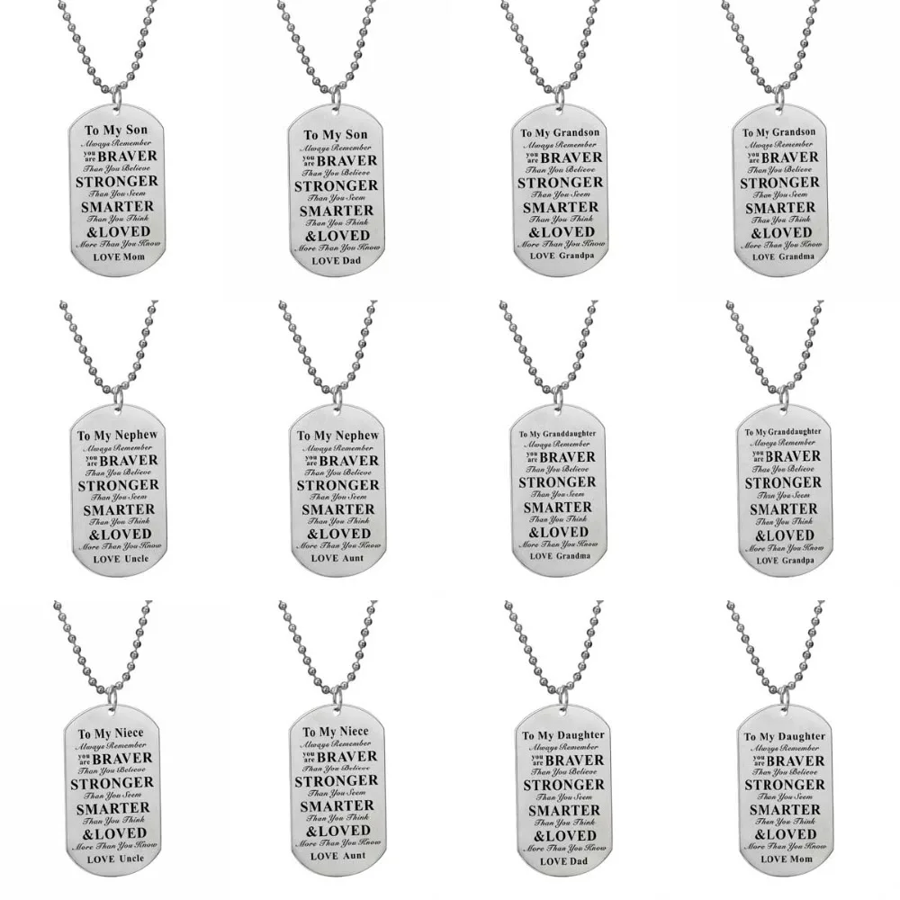 Family Series Stainless Steel Jewelry Xmas Gift To My Son Grandson Nephew Granddaughter Niece Daughter Pendant Beaded Necklace
Family Series Stainless Steel Jewelry Xmas Gift To My Son Grandson Nephew Granddaughter Niece Daughter Pendant Beaded Necklace