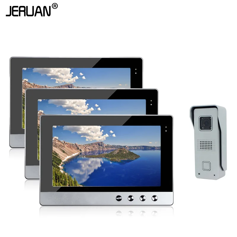 JERUAN Brand New Wired 10 inch LCD TFT Video Intercom Door Phone System + Night Vision Outdoor Camera + 3 Screens Free Shipping
JERUAN Brand New Wired 10 inch LCD TFT Video Intercom Door Phone System + Night Vision Outdoor Camera + 3 Screens Free Shipping