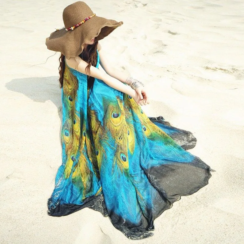Women Maxi Long Dress Bohemian Style Girls Summer Boho Long Beach Chiffon Peacock Dress Female
Women Maxi Long Dress Bohemian Style Girls Summer Boho Long Beach Chiffon Peacock Dress Female