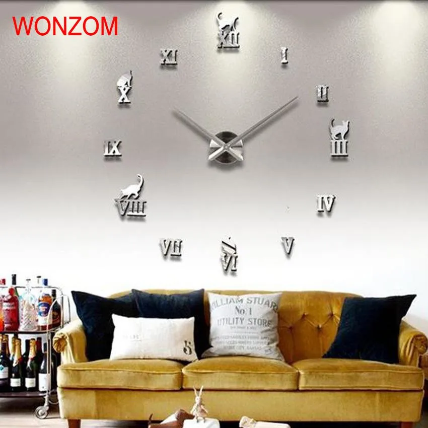 Cat 3D Large Wall Clock Mirror Sticker DIY Animal Clock Home Decoration Wall Watch Living Room 2017 Luxury Relogio De Parede
Cat 3D Large Wall Clock Mirror Sticker DIY Animal Clock Home Decoration Wall Watch Living Room 2017 Luxury Relogio De Parede