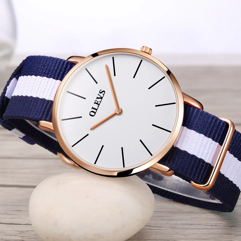 Фото Fashion Watch OLEVS 2018 Brand Men's Quartz Wristwatch Nylon Watches Swim Waterproof Student Holiday Gift New | Наручные часы
