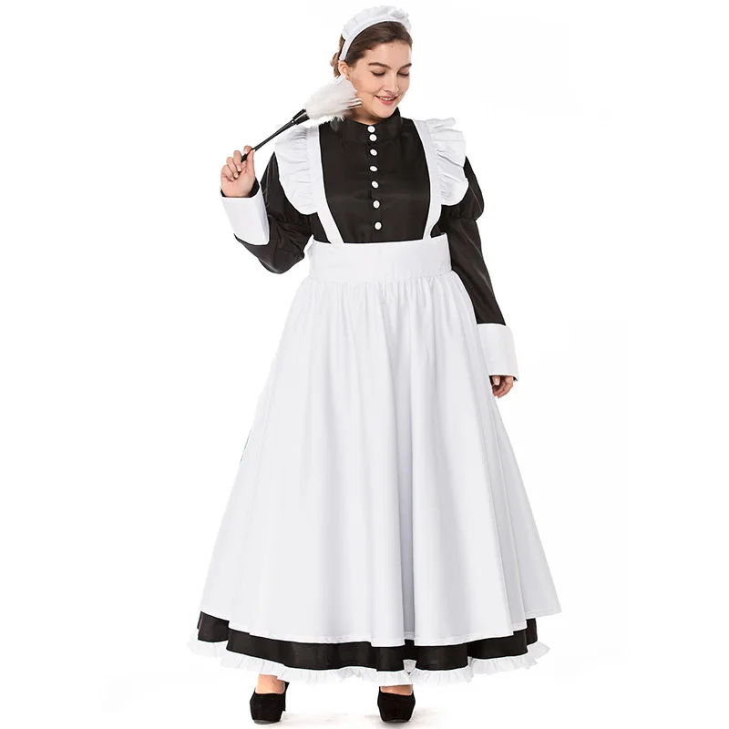 costume tradizionale Alice da donna grembiule colletto finto costume da cameriera francese per Halloween copricapo tra cui abiti 4 pezzi Costume da cameriera francese rosso, taglia 5XL