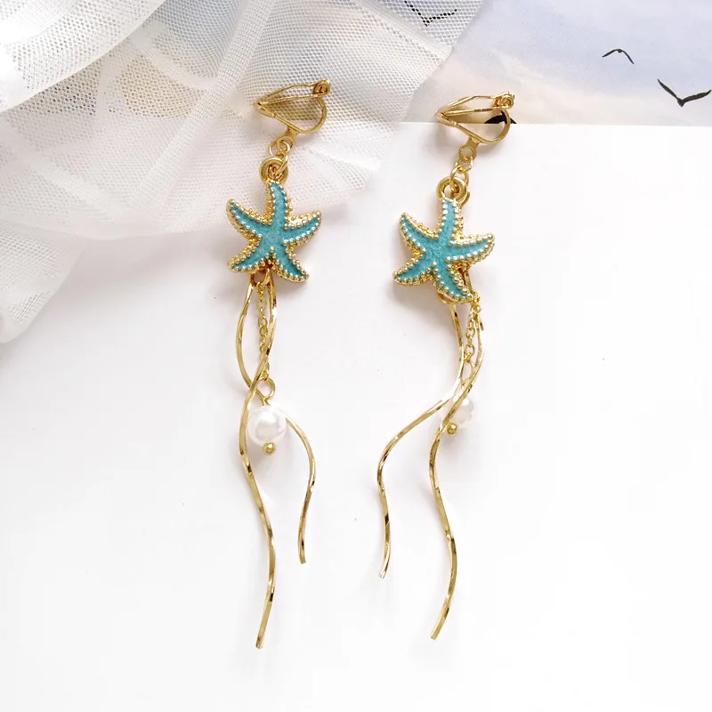 Romantic Summer Sea Beach Shell Fish StarfishClip Earrings Simulated Pearl Long Threas Line Clip on Earrings Without Piercing
Romantic Summer Sea Beach Shell Fish StarfishClip Earrings Simulated Pearl Long Threas Line Clip on Earrings Without Piercing