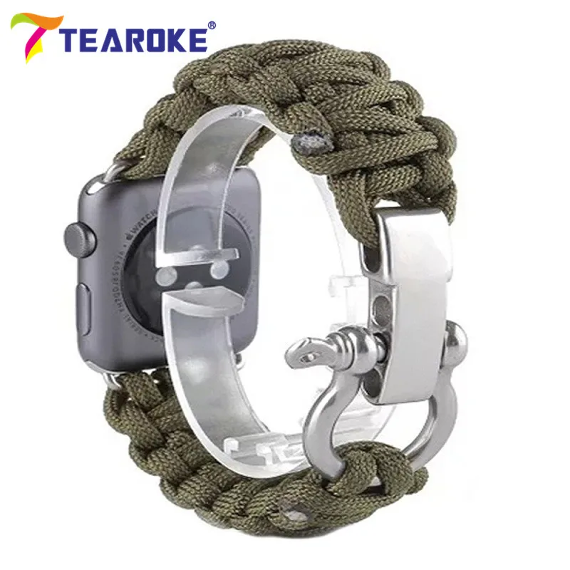 Outdoors-Sports-Men-s-Watch-Band-Wrist-Strap-for-Apple-Watch-iwatch-38-42mm-Survival-Rope