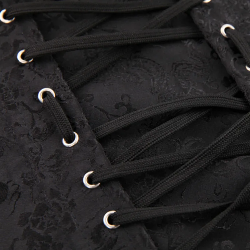 Black Corset Underbust Spiral Steel Boned Steampunk