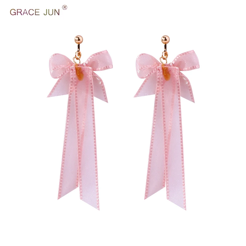 GRACE JUN Pink Color Lace Ribbion Long Bow-knot Clip on Earrings for Women Party Prom Elegant Gold Color Pierced Earrings New
GRACE JUN Pink Color Lace Ribbion Long Bow-knot Clip on Earrings for Women Party Prom Elegant Gold Color Pierced Earrings New