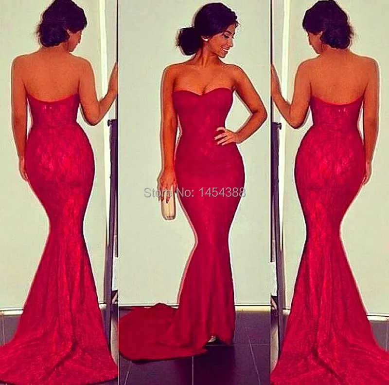 Vestidos 2015 Customized Made Sweetheart Strapless Party Gowns Sexy Red Lace Long Mermaid Prom Dresses Formal Prom Gowns
Vestidos 2015 Customized Made Sweetheart Strapless Party Gowns Sexy Red Lace Long Mermaid Prom Dresses Formal Prom Gowns