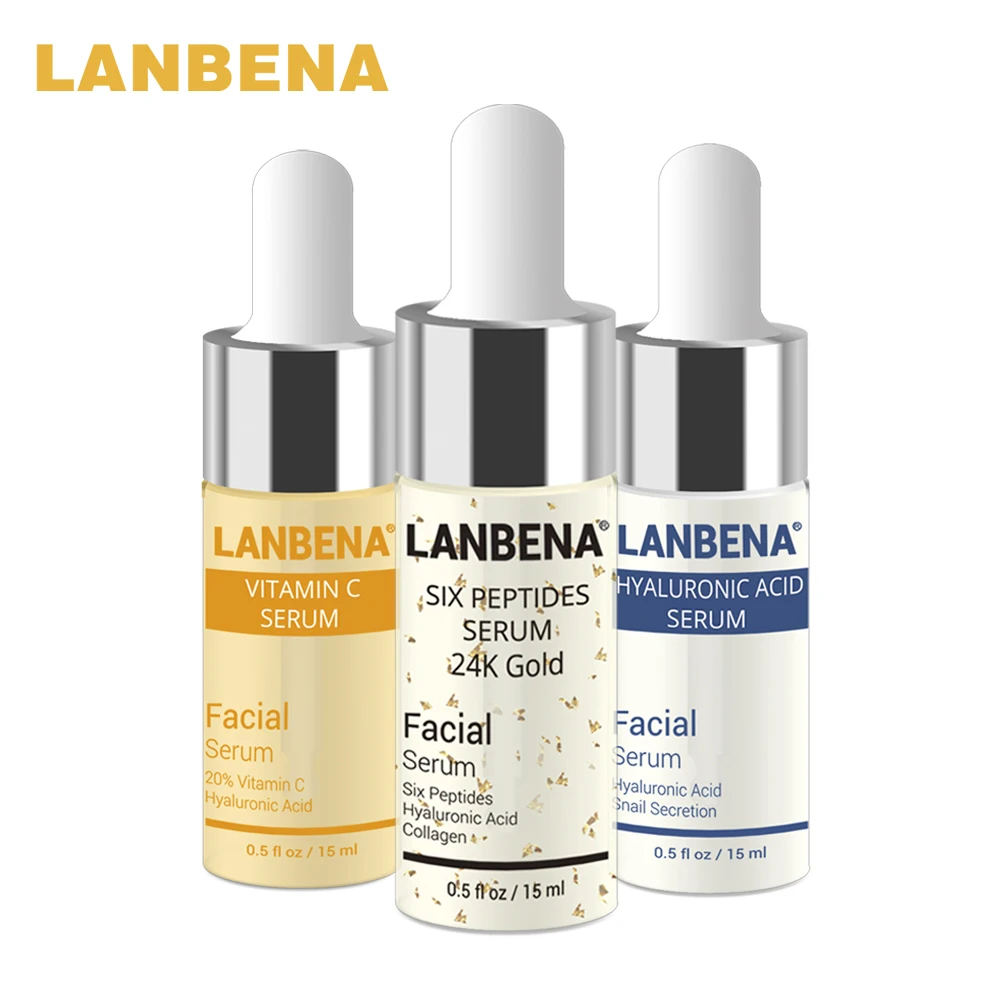 LANBENA Hyaluronic Acid Serum +Six Peptides Serum 24K Gold+Vitamin C Anti-Aging Moisturizing Skin Care Whitening serum for face
LANBENA Hyaluronic Acid Serum +Six Peptides Serum 24K Gold+Vitamin C Anti-Aging Moisturizing Skin Care Whitening serum for face