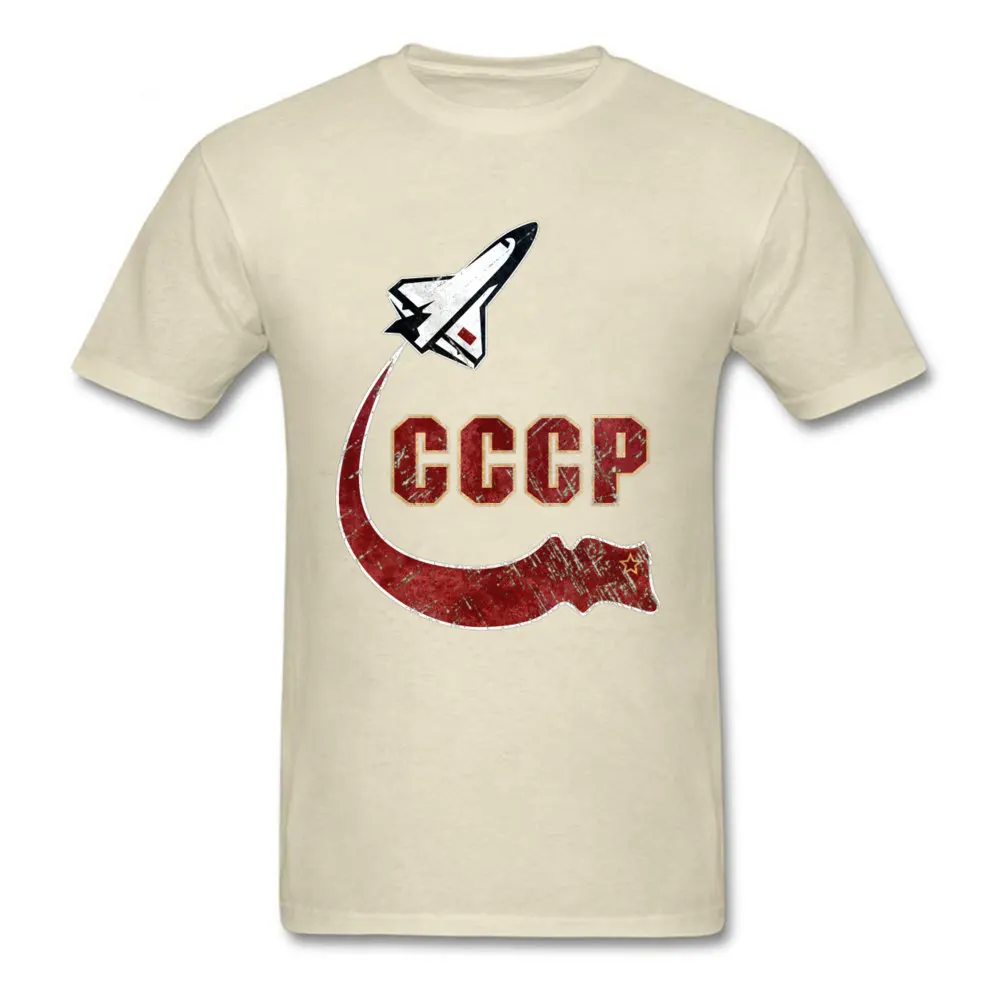 Fighter T-shirt Men Beige T Shirt CCCP Tops C P Tees Retro Design Space Program Tshirt Adult Russia Streetwear Wholesale | Мужская