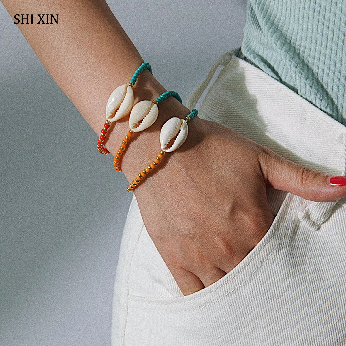 SHIXIN 3pcs Boho Colorful Beads Bracelets for Women Elastic Charm Sea Shell Bracelets Set Fashion 2019 Hand Chain Female Jewelry
SHIXIN 3pcs Boho Colorful Beads Bracelets for Women Elastic Charm Sea Shell Bracelets Set Fashion 2019 Hand Chain Female Jewelry