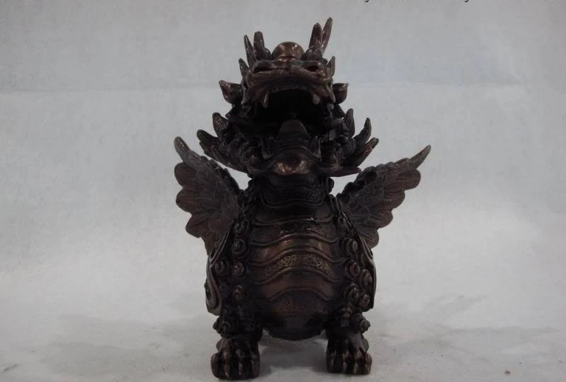 Chinese classical pure red bronze copper Lucky wing Dragon Foo Dog kylin Statue
Chinese classical pure red bronze copper Lucky wing Dragon Foo Dog kylin Statue