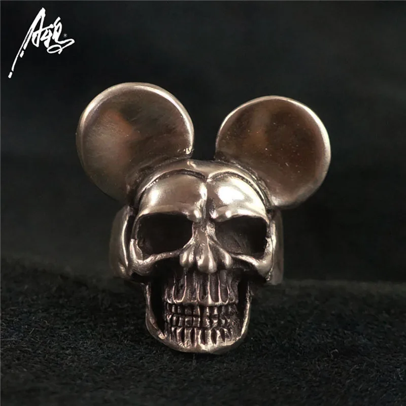 Handmade 925 Sterling Silver Skull Ring wih Ear Men Skull Rings Women's Punk Jewelry Personality Ring Gothic Halloween Costume
Handmade 925 Sterling Silver Skull Ring wih Ear Men Skull Rings Women's Punk Jewelry Personality Ring Gothic Halloween Costume