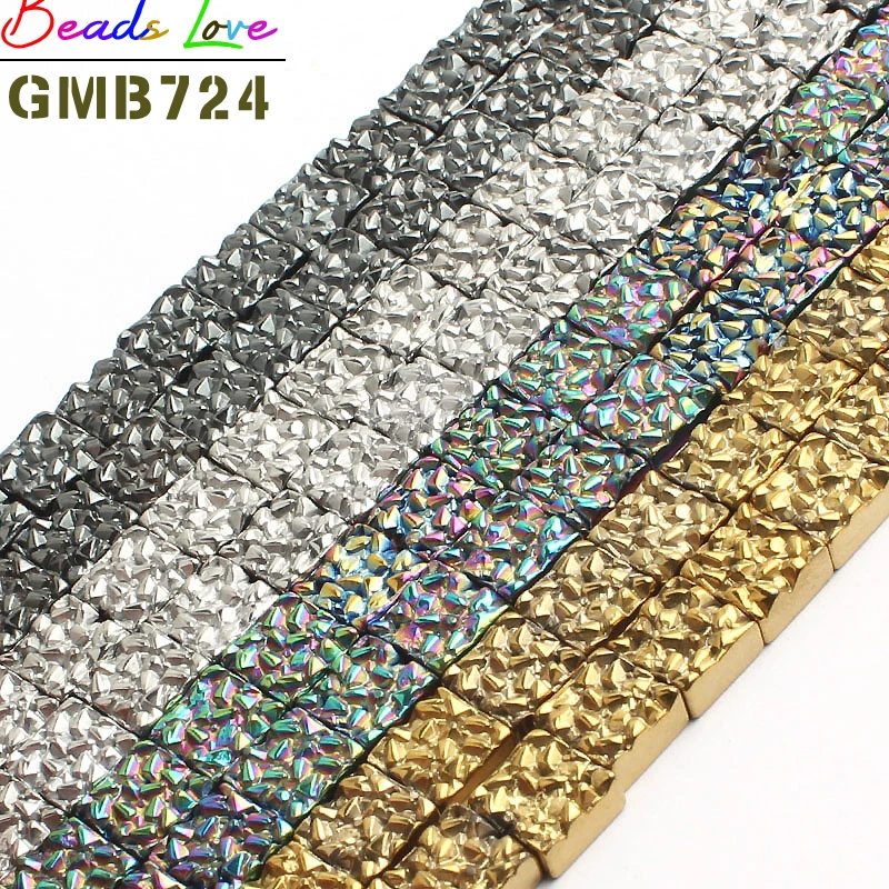 Natural Gold/Silver/Black/Multicolor Plated Hematite Stone Square Beads For Jewelry Making 8*8mm Drusy Beads Diy Jewelry
Natural Gold/Silver/Black/Multicolor Plated Hematite Stone Square Beads For Jewelry Making 8*8mm Drusy Beads Diy Jewelry