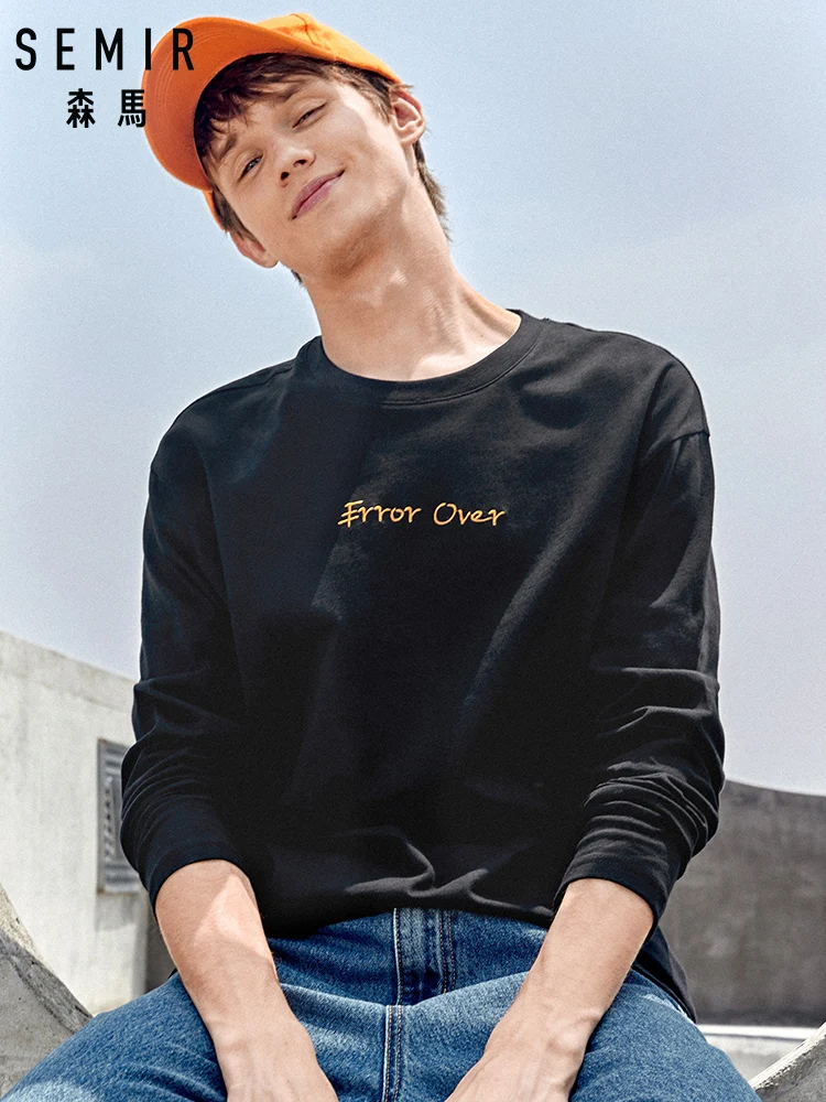 SEMIR 2019 autumn long sleeve t shirt new simple letter embroidery bottoming tshirt oversize 100% cotton t-shirt
SEMIR 2019 autumn long sleeve t shirt new simple letter embroidery bottoming tshirt oversize 100% cotton t-shirt