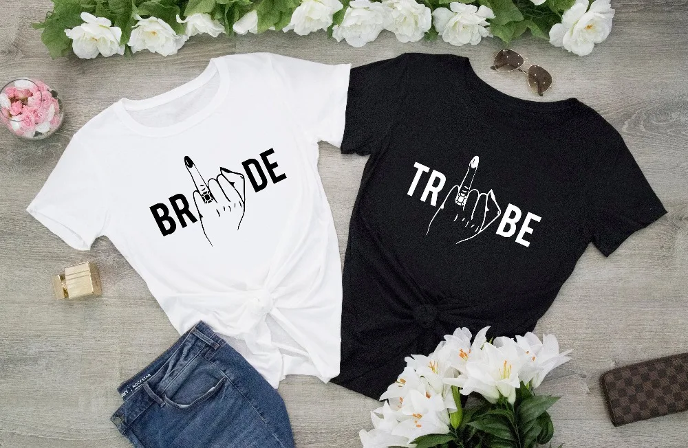 Надпись bride tribe в вечерние футболка гранж tumblr свадебный душ camisetas эстетику для